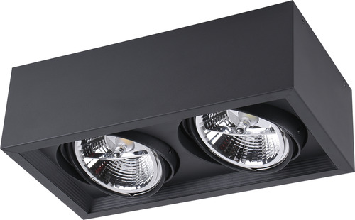 Aplique Box Cardanico + 2 Luces Lampara Ar111 Pack X2 Negro