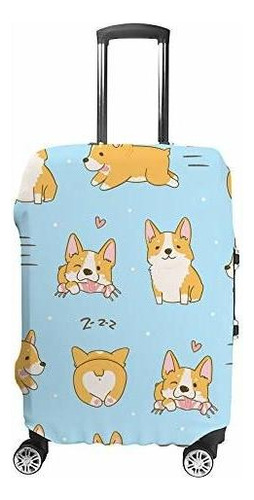 Maleta - Zhongji Luggage Cover Playful Corgi Dogs Blue Thi