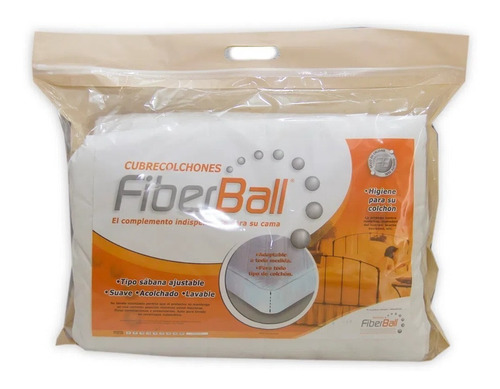 Imagen 1 de 5 de Cubrecolchon Protector Ajustable Fiberball Queen 180x200