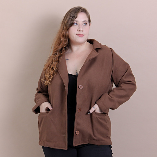 Tapado Sobre Todo Estilo Blazer De Paño Moda Talles Grandes