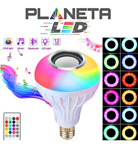 Imagen 2 de 5 de Foco Parlante Bluetooth Multicolor Led Inteligente + Control