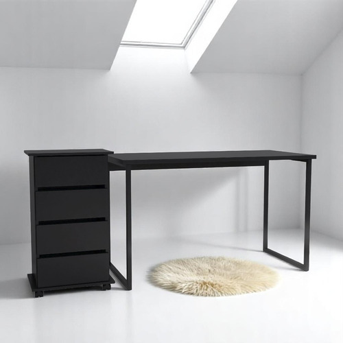 Mesa Escritório 120x60 Com Gaveteiro 4 Gavetas Escolha A Cor