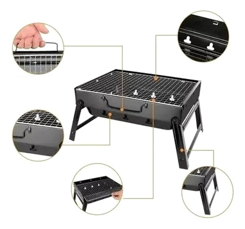 Mini Parrilla De Carbón Portátil Plegable Acero Inoxidable