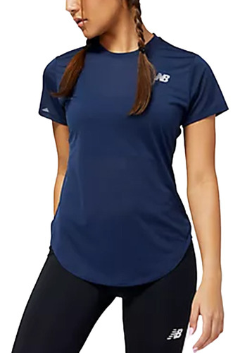 Remera New Balance Accelerate  Short Sleeve Azul De Dama