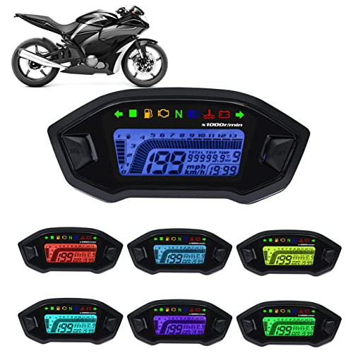 Velocímetro Y Tacómetro Motocicleta Universal Lcd Dig...