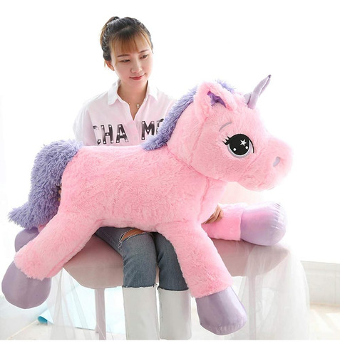 Juguete De Peluche Unicornio Gigante 100 Cm Rosa