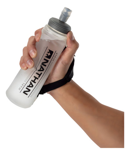 Nathan Exodraw & Exoshot 2.0 - Botella De Agua De Mano Para. Color Negro/plata Reflectante