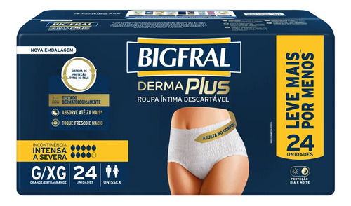 Fraldas para adultos descartáveis Bigfral  Descartável Derma Plus Grande