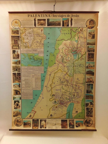 Antiguo Mapa Palestina Los Viajes De Jesús 