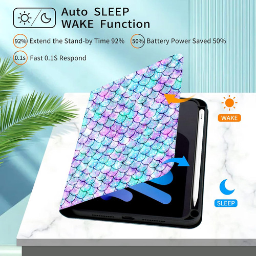 Funda Para iPad Mini 6 - Sirena/verde/violeta