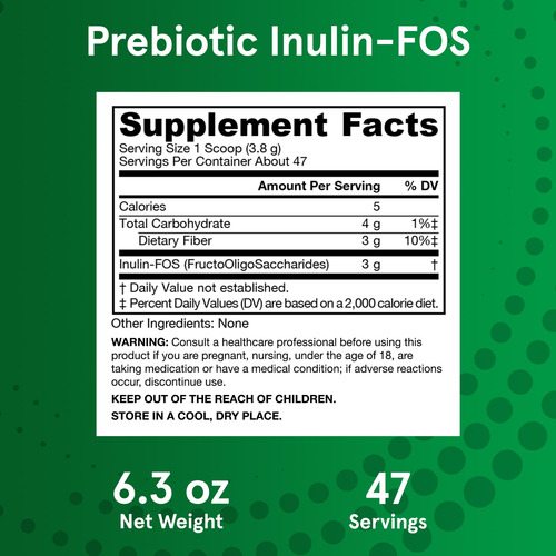 Jarrow Formulas Fibra Prebiótica Inulina Fos 6.3oz