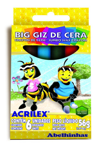 Crayones De Cera Acrilex 6 Colores Jumbo