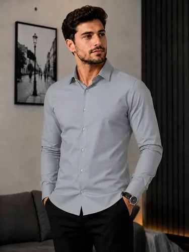 Fusion Modas Camisa Social Masculina Slim Fit Premium Manga Longa