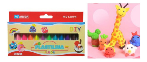 12 Packs Plastilina 12 Colores Fluorescentes Diy Multicolor Fluorescente