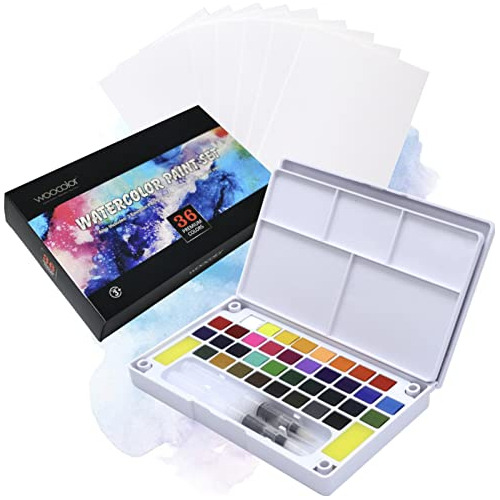 Watercolor Paint Set, 36 Vivid Colors With Brush Pens P...