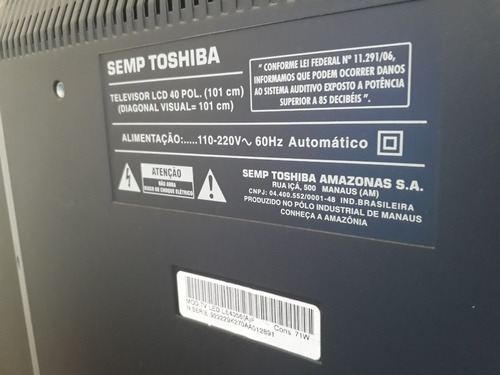 Tv Toshiba Led 40 Modelo Le4056 - C/ Defeito (vendo Peças)