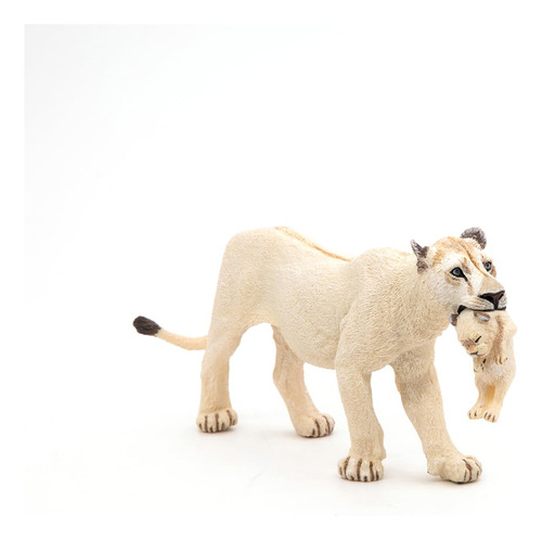 Figura De Leona Blanca Con Cachorro Multicolor