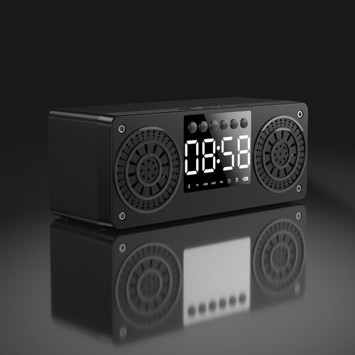 Nuevo Reloj De Madera Con Altavoces Bluetooth, Despertador,