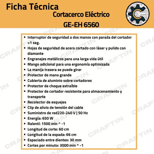EINHELL GE-EH 6560 - Cortasetos eléctrico 650W