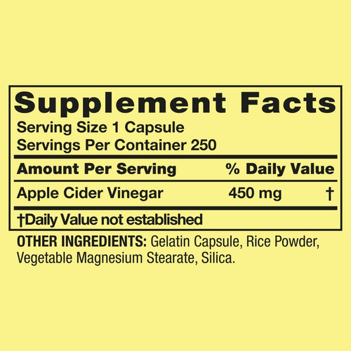 Apple Cider Vinegar Vinagre Maça 450mg 250 Cp Spring Valley