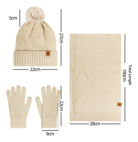 Set De Gorros De Invierno, Bufanda Y Guantes Con Pantalla Tá
