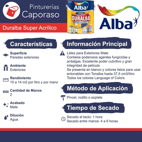 Duralba Latex Acrilico Rojo Tanino 20lts - Caporaso