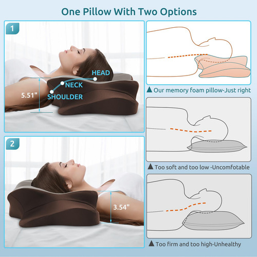 Almohada Egonomica Para Cuello Y Cervical Queen Size Marron