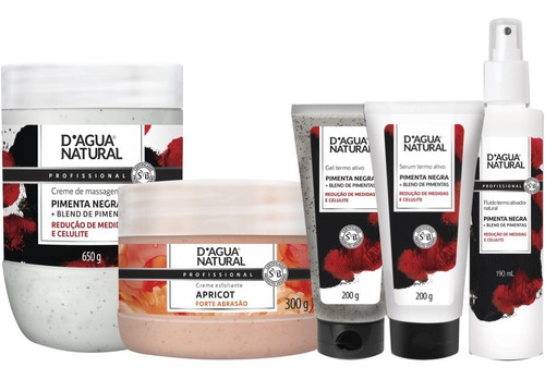 Kit Creme Gel Serum Fluido Pimenta Negra Esfoliante Apricot