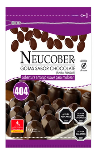 Cobertura De Chocolate Neucober 404 Semi Bitter Sin Gluten 