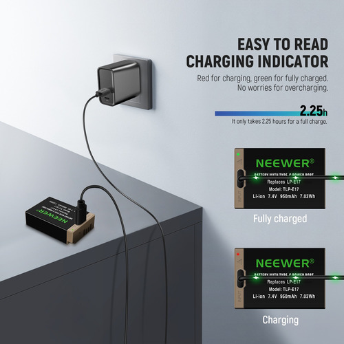 Neewer 950mah Lp-e17 Batería P/ Canon R50 R8 Rp R10 R100 T8i