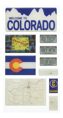 Reminisce Mini Mapa Epoxi Autoadhesiva Adorno 10 Colorado