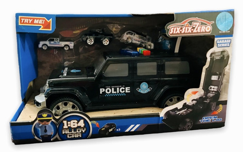 Camioneta Policia Luz Y Sonido, Guarda 10 Autos/ Incl/muñeco