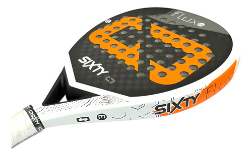 Paleta Padel Sixty Flux Full Carbon 12k Eva Rugosa 2025 Blanco/orange