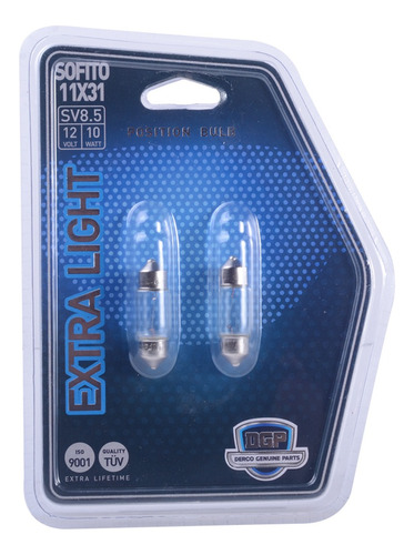 Pack 2 Ampolletas Extra Light C10w (10x31) De 12v Y 10w Dgp