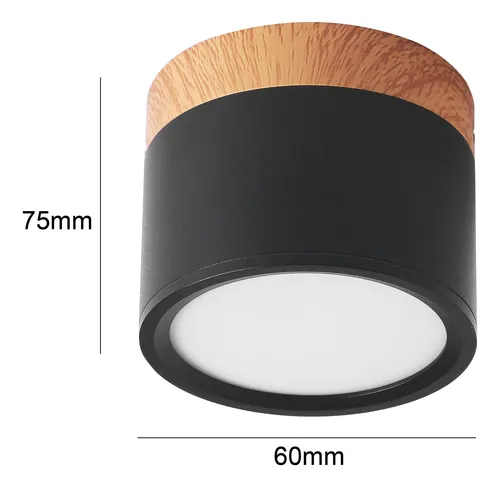 Panel Led Sobrepuesto Madera 7w Negro Luz Calida Homessentia