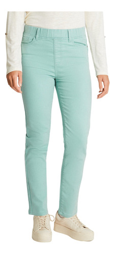 Skinny Jeans Con Push Up Y Pretina Elasticada Verde Menta