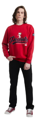 Sudadera Snoopy Rojo Para Hombre Peanuts Casual Original