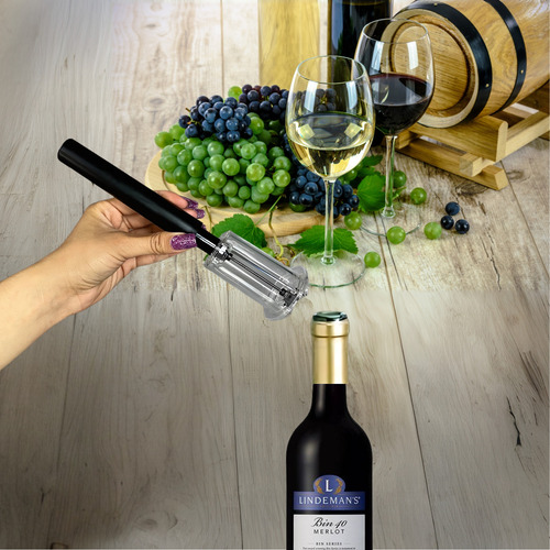 Abridor De Vino, Saca Corchos Aguja De Acero Inoxidable Bom Negro