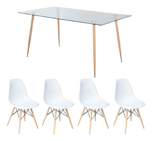 Set De Comedor Mesa Iriarte 120cm + 4 Sillas Eames