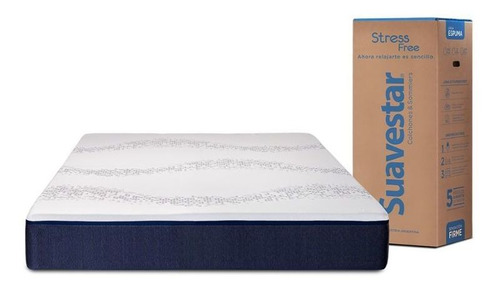 Colchón Súper queen de espuma Suavestar Espuma / En Caja Stress free blanco y negro - 160cm x 200cm x 25cm
