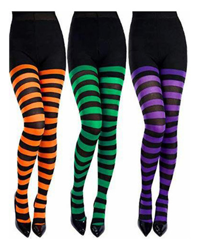 (12#mold)girls Rainbow Multicolor Striped Tights Opaque Stoc