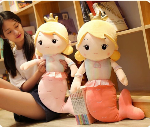 Almohada De Sirena Muñeca Princesa Peluche Juguete 50 Cm