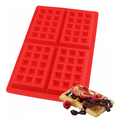 Molde De Silicona Waffles Hot Cake Waffle Hdr Color Rojo/gris