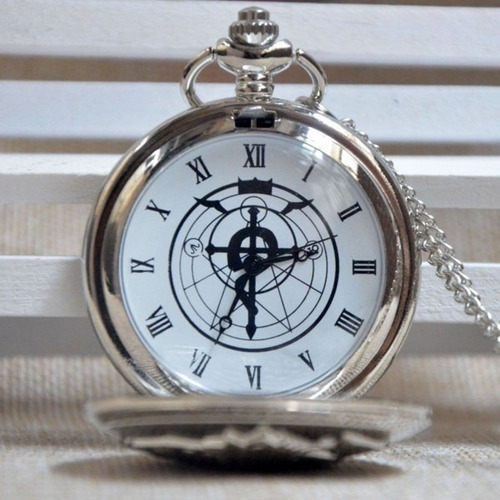 Full Metal Alchemist Reloj De Bolsillo Grabado Cadena E125