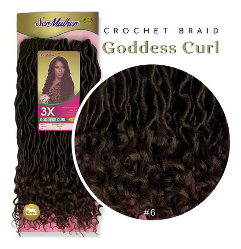 Cabelo Faux Locs Goddess Curl 55 Cm Ser Mulher + Brinde Cor 6 Castanho