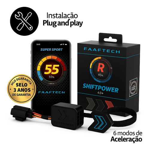 Pedal Shiftpower Chip Modulo Acelerador Bluetooth App Sp09+