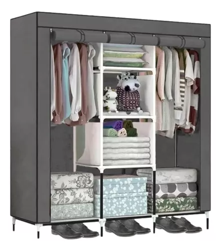 Closet Ropero Rack Armable Guardaropa Recamara Organización Color Gris  Claro Practiksa Ropero Armable