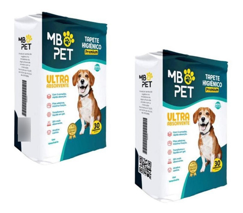 Tapete Higiênico Mb Pet Premium Ultra Absorvente 60 Unidades