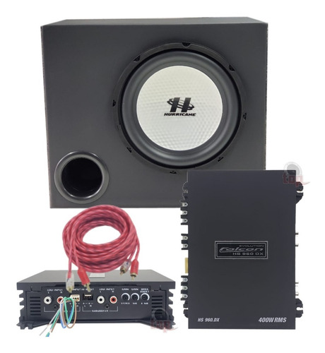 Caixa Sub Hurricane 350w Rms 10 Pol + Mód Falcon Hs 960 Dx