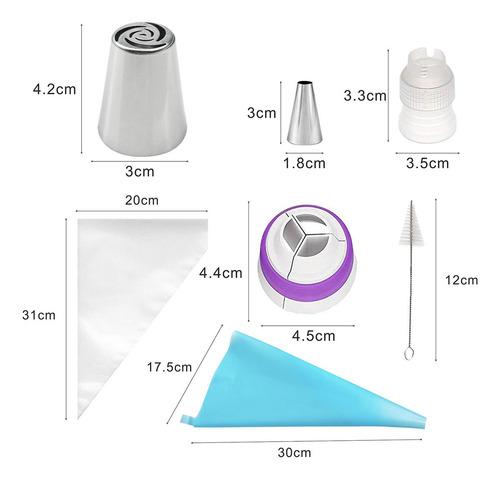 2 Kit De Tubería De Glaseado De Puntas De Tuberías 14